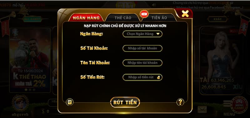 Rút tiền Hit Club: 3 bước nhanh chóng và an toàn 3 Rút tiền Hit Club bằng số tài khoản ngân hàng